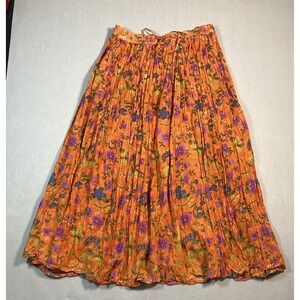 Marla Kim Orange Floral Maxi Skirt Tie Waist Y2K Broomstick M -Witchy Whimsygoth